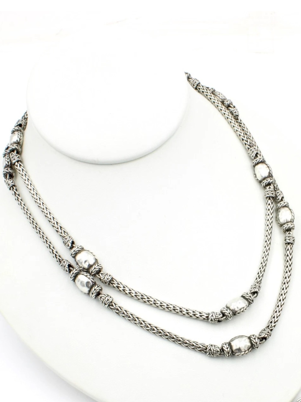 John Hardy Palu Sterling silver Station Hammered Necklace - 35”